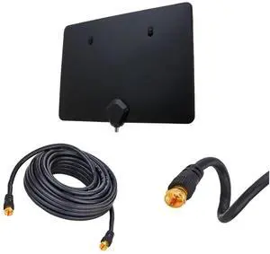 45 Miles Indoor HDTV Antenna with 6FT Detachable RG6 Cable  Black Flat Reversible Digital TV Antenna VHF UHF FM  4K Ultra HD 1080p ATSC 3.0  Long-Range Local News, Sports, Weather