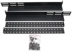 1U Adjustable Server Rack Shelf Rails  16.14 Deep Metal Mount Brackets for 19 Network Racks, Lightweight Equipment, DJ Gear, Routers, Switches  Black  Includes 10/32 Screws