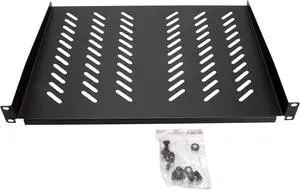 Cables Direct Online Cantilever 1U Rack Mount Vented Server Shelf - 19" Black, 14" (350mm) Depth - Heavy Duty, Space-Saving Design for Servers, Switches, & Networking Equipment