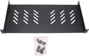 Cables Direct Online Universal Vented 1U 19" Rack Mount Shelf  8" (210mm) Deep, No Lip, Durable & Ventilated for Servers & Equipment