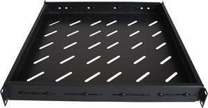 Cables Direct Online Fixed Rack Vented Server Shelf 1U 19 - Adjustable 4-Post Mount, Fits 17 to 33 Depth, Heavy-Duty Cooling, Ideal for Servers & Networking Equipment