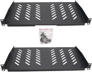 Cables Direct Online 2-Pack Vented 1U Server Shelf Rack Mount 19 Black, 10 (250mm) Deep - Heavy-Duty, Cooling Design for Servers & Networking Equipment