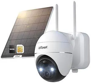 ieGeek 4G LTE Cellular Security Cameras Wireless Outdoor, 2K No WiFi Solar Cameras for Home Security System, Color Night Vision, 360°Live View,PIR Motion Sensor,2-Way Talk(with 64G SD&SIM Card)