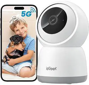 ieGeek 2K Indoor Home Security Cameras,360° Pet Camera with Auto Tracking, Motion & Sound Detection,3MP Night Vision, 2.4G/5G WiFi Dog Camera with Phone App, Cloud & Memory Storage, Works with Alexa