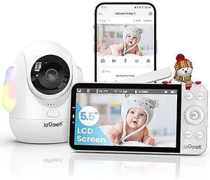 ieGeek Video Baby Monitor with Camera and Audio - 1080P FHD Monitor WiFi Smartphone - Night Vision, Motion Detection, Temper & Humidity Sensor, 2.4GHz WiFi, Pan-Tilt-Zoom via 4.3" Screen and Free APP