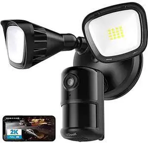 ieGeek Floodlight Camera, Outdoor Home Security Camera, 2K Wired Flood Light Camera Outdoor with Motion Sensor Cam, 2600 Lumens, Color Night Vision, 110dB Siren, 2 Way Audio, Compatible with Alexa