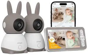 ieGeek Baby Monitor, 5'' LCD Screen, App Control, Indoor Wireless Security Camera, Two-Way Audio, Night Vision Indoor Pan-Tilt-Zoom, Baby Monitor Camera Cry and Motion Detection