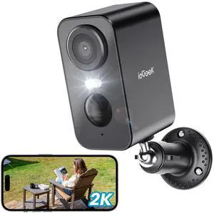 ieGeek Security Cameras Wireless Outdoor, 2K 3MP Battery Powered WiFi Security Camera with Spotlight & Siren Alarm, 2-Way Audio, Color Night Vision, AI Detection for Home Security, Works with Alexa