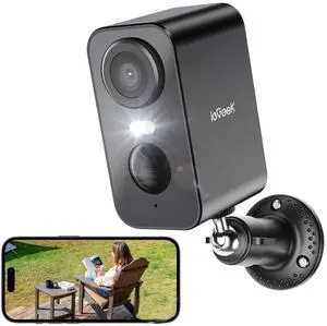 ieGeek Security Cameras Wireless Outdoor, 2K 3MP Battery Powered WiFi Security Camera with Spotlight & Siren Alarm, 2-Way Audio, Color Night Vision, AI Detection for Home Security, Works with Alexa