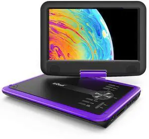 ieGeek 11.5" Portable DVD Player for Kids and Car, 9.5" Eye-Protective Screen with 5 Hours Rechargeable Battery, Support Sync TV/USB/SD Card and Multiple Disc Formats, Regions Free Purple