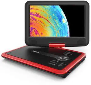 ieGeek 11.5" Portable DVD Player for Kids and Car, 9.5" Eye-Protective Screen with 5 Hours Rechargeable Battery, Support Sync TV/USB/SD Card and Multiple Disc Formats, Regions Free Red