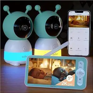 Baby Monitor with 2 wifi 2k Cameras, Soothing Night Light, APP & 5" Split-screen Control, Motion/Cries/Noise/Customizable Alarm Zones Detect, Auto Tracking, PTZ, Humidity&Temperature Monitoring Baby Monitor with 2 wifi 2k Cameras, Soothing Night Light, APP & 5" Split-screen Control, Motion/Cries/Noise/Customizable Alarm Zones Detect, Auto Tracking, PTZ, Humidity&Temperature Monitoring