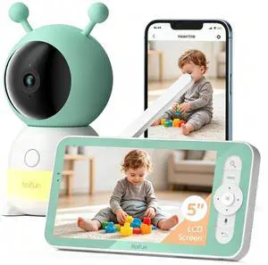 2K WiFi Baby Monitor with Camera and Audio,Smartphone APP, Colorful Night Light, Smart AI Motion & Sound & Humidity & Temperature Detection, Auto Tracking,5-Inch Monitor Control, Night Vision 2K WiFi Baby Monitor with Camera and Audio,Smartphone APP, Colorful Night Light, Smart AI Motion & Sound & Humidity & Temperature Detection, Auto Tracking,5-Inch Monitor Control, Night Vision