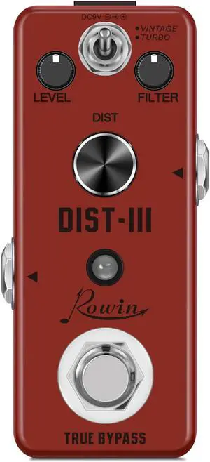 Rowin LEF-301C Guitar Distortion III Effect Pedal Rat Clone HEAVY - True Bypass Full Metal Case