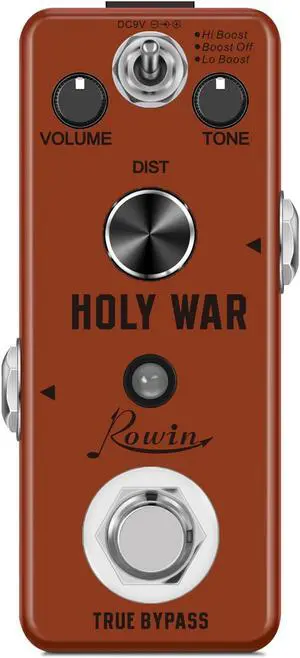 Rowin LEF-305 Heavy Metal Distortion Pedal Holy War Analog Dist Pedal for Electric Guitar Classic 80's Metal Sound True Bypass
