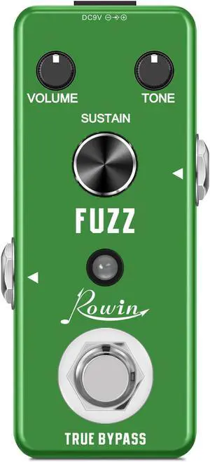Rowin LEF-306 Fuzz Pedal For Electric Guitar & Bass Traditional Fuzz Effect Full Metal Shell True Bypass