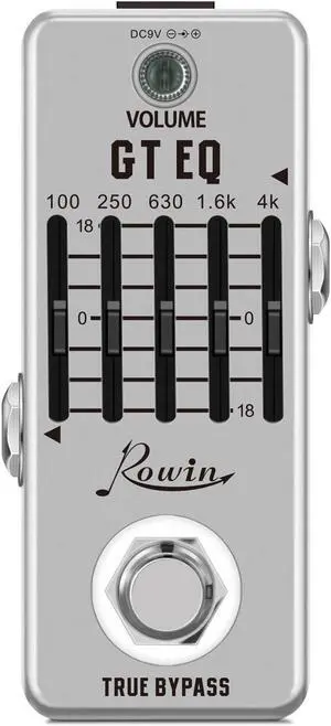 Rowin LEF-317A Guitar Equalizer Pedal 5-band Parametric EQ Guitar Effect Pedal Frequency Compensator ±18dB Range for Mini Size True Bypass