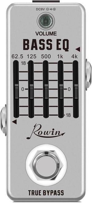 Rowin LEF-317B Bass EQ Pedal 5 Band Equalizer Pedals For Bass Guitar With 5 Band Graphic Mini Size True Bypass