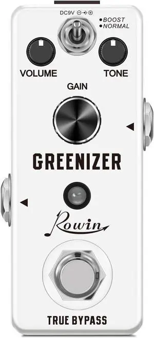 Rowin LEF-323 Greenizer Guitar Overdrive Effect Pedal TS808 Tube Screamer Clone True Bypass Full Metal Case