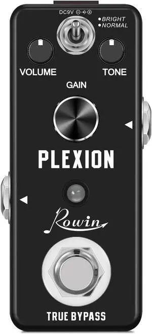 Rowin LEF-324 Plexion Guitar Distortion Effect Pedal for Guitar & Bass With Bright and Normal Mode True Bypass