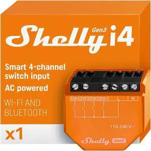 Shelly i4 Gen3 | WiFi & Bluetooth Smart 4-digital inputs controller of Shelly Relays | Remote Control | Compatible with Google Home & Alexa | iOS & Android App | No Hub | Multi-Click | Home Automation