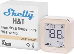 Shelly H&T Gen 3 | Wi-Fi & Bluetooth Temperature | Humidity Sensor & Weather Station (Wall Mountable, No Hub Required) | Mocha