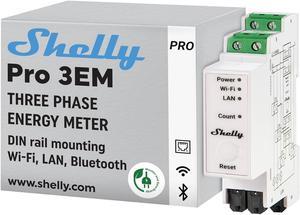 Shelly Pro 3EM (400A) | WiFi & Bluetooth 3-Phase Smart Energy Meter | 2-Way Consumption | Home Automation | Compatible with Alexa & Google Home | iOS Android App | No Hub Required | Solar Panels