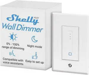 Shelly Plus Wall Dimmer | UL Certified | Next-Generation Wi-Fi & Bluetooth Smart Wall Dimmer | Compatible with Google Home & Alexa | Dimmable Lights | Home Automation