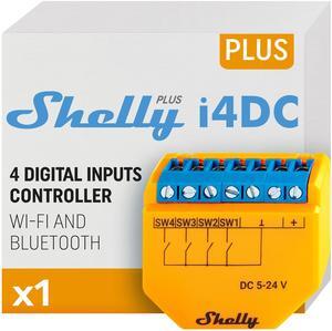 Shelly Plus I4 DC. Wi-Fi operated DC 4 digital inputs controller for Smart Scenes and enhanced actions control.