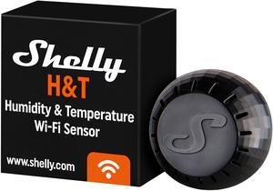Shelly HT | WiFi-Operated Smart Humidity and Temperature Sensor | No Hub required | 1 year-life battery | iOS & Android App | Home Automation | Black