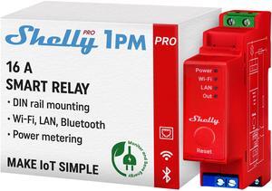 Shelly Pro 1PM | Wi-Fi, Bluetooth & LAN |1-Channel Smart Relay Switch | Power Metering | Compatible with Google Home & Alexa | iOS & Android App | Home & Facility Automation