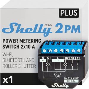 Shelly Plus 2PM UL | WiFi & Bluetooth 2 Channels Smart Relay Switch | Power consumption supporting up to 10A per channel and 16A total current (18A peak) | Google Home & Alexa | iOS & Android App
