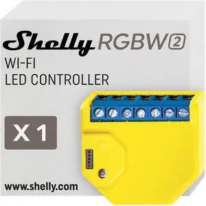 Shelly RGBW2 |The smallest smart Wi-Fi solution for any LED strips | 12/24V AC/DC 12A up to 288W | RGBW | 4x single color LED strips or any LED dimmable lights | Compatible with Google Home & Alexa