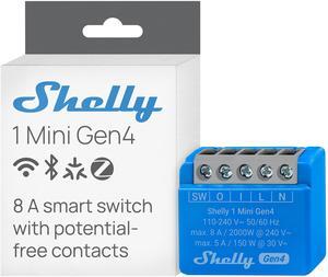 Shelly 1 Mini Gen4 | Wi-Fi & Bluetooth Smart Relay Switch | 1 channel 8A | Compatible with Alexa & Google Home | Dry Contacts | No Hub Required