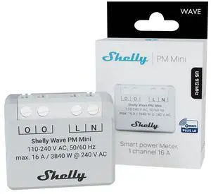Shelly Wave PM Mini US LR | Z-Wave Long Range Smart Power Meter | 1 Channel 16 A | Power Monitoring | Home Automation