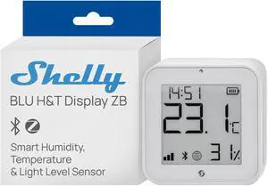 Shelly BLU H&T Display ZB White, Bluetooth & Zigbee Operated Temperature & Humidity Levels Sensor, E-Paper Display, Home Assistant, Alexa, Google Home, Real-Time Monitoring, Long-Life Battery Shelly BLU H&T Display ZB White, Bluetooth & Zigbee Operated Temperature & Humidity Levels Sensor, E-Paper Display, Home Assistant, Alexa, Google Home, Real-Time Monitoring, Long-Life Battery