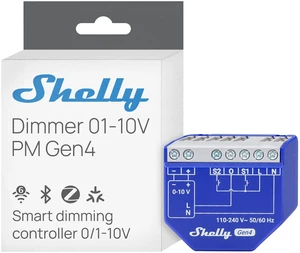 Shelly Dimmer 0/1-10V PM Gen4 Smart 0-10V Dimmer with Power Monitoring, Wi-Fi, Zigbee, Bluetooth, Matter Shelly Dimmer 0/1-10V PM Gen4 Smart 0-10V Dimmer with Power Monitoring, Wi-Fi, Zigbee, Bluetooth, Matter