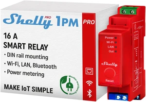Shelly Pro 1PM UL-Certified 16A Smart Relay Switch with Power Monitoring, Wi-Fi, LAN and Bluetooth Shelly Pro 1PM UL-Certified 16A Smart Relay Switch with Power Monitoring, Wi-Fi, LAN and Bluetooth