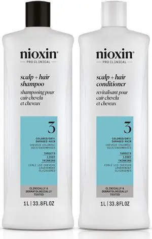 Nioxin System 3 Scalp + Hair Shampoo 33.8 oz and Conditioner 33.8 oz /Liter Duo