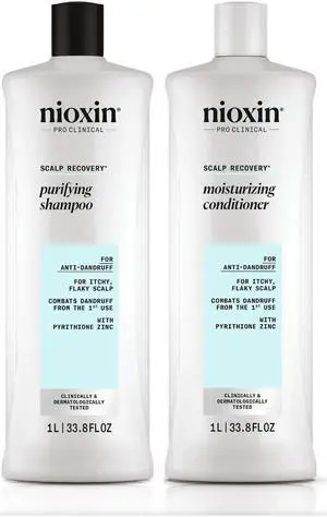 Nioxin Scalp Recovery Purifying Shampoo and Moisturizing Conditioner Liter / 33.8 oz Duo