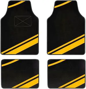 Premium Carpet Automotive Floor Mat Universal fits Most Car SUV Truck Driver Heel Pad ,Fit All-Weather Waterproof Cargo Liners,4pcs Yellow