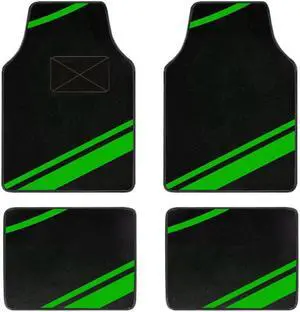 Premium Carpet Automotive Floor Mat Universal fits Most Car SUV Truck Driver Heel Pad ,Fit All-Weather Waterproof Cargo Liners,4pcs Green