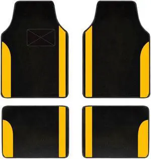 Car Carpet Floor Mats Universal for SUV,Vans,sedan Truck Anti-Slip nibbs Driver Heel Pad,All-Weather Waterproof Cargo Liners,4pcs Yellow