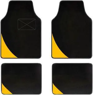 Universal Line Rugs Fit All-Weather Heavy-Duty Carpet Floor Mats for SUV,Vans,sedan Truck Cars Waterproof Cargo Liners,4pcs Yellow