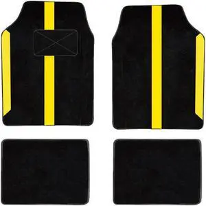 Universal Automotive Floor Mats fits Most Cars, SUV, and Trucks, Colorful Outline Design Full Set Floor Liners, 4pcs Yellow