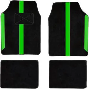 Universal Automotive Floor Mats fits Most Cars, SUV, and Trucks, Colorful Outline Design Full Set Floor Liners, 4pcs Green