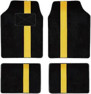 Car Waterproof Universal Fit Car Floor Mats, All-Weather Anti-Slip Cargo Liners  Driver Heel Pad Fit for SUV,Van,sedan, Trucks,Set of 4pcs Yellow