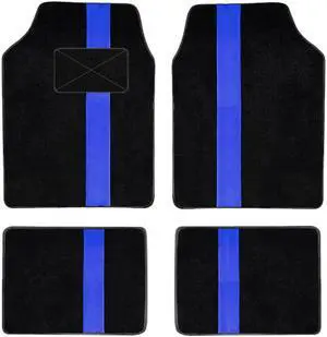 Car Waterproof Universal Fit Car Floor Mats, All-Weather Anti-Slip Cargo Liners  Driver Heel Pad Fit for SUV,Van,sedan, Trucks,Set of 4pcs Blue