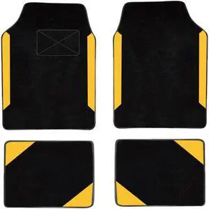 Car Waterproof Universal Fit Car Floor Mats, Car Mats Fit for SUV,Vans,sedans, Trucks,Set of 4pcs Car Carpet with Driver Heel Pad Yellow