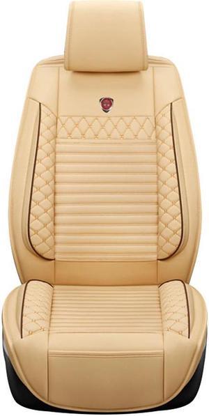 Comfortable Car Seat Cover, 5 Front And Rear Seats, All-weather Car Seat Cover, PU Leather Car Cushion, Beige Yellow